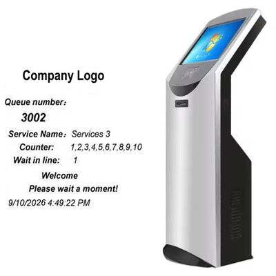 24 Inch Queue Numbering Machine Queue Ticket Kiosk with 80 MM Thermal Printer